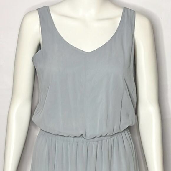 Show Me Your Mumu Kendall MaxiDress V Neck Slit Blouson Silver Sage Blue sizeXS - Picture 7 of 9
